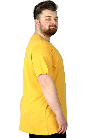 Mode XL Büyük Beden Tshirt Baskılı Flu 22152 Hardal