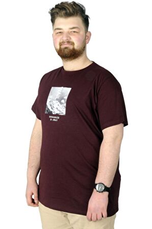 Mode XL Büyük Beden Tshirt Baskılı Wailing 22153 Mürdüm