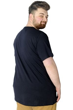 Mode XL Büyük Beden T-Shirt Baskılı Future 22154 Lacivert