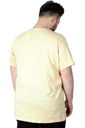 Mode XL Büyük Beden T-Shirt Baskılı Renovate 22157 Bej