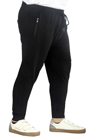 Mode XL Büyük Beden Eşofman Altı DarPaça  Zippered 22501 Siyah