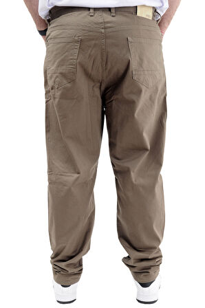 Mode XL Büyük Beden Pantolon Keten 5Cep Milano Classic 20902 Toprak