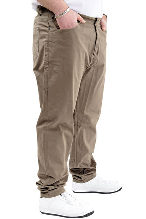 Mode XL Büyük Beden Pantolon Keten 5Cep Milano Classic 20902 Toprak