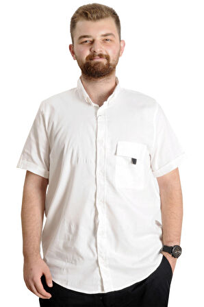 Mode XL Erkek Gömlek Gabardin Tek Cep 22363 Beyaz