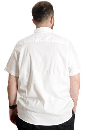 Mode XL Erkek Gömlek Gabardin Tek Cep 22363 Beyaz