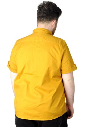 Mode XL Büyük Beden Gömlek Baskılı God Day 22366 Hardal