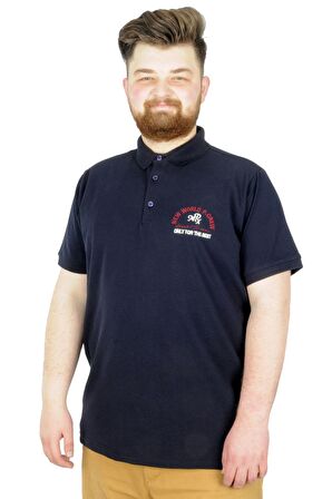 Mode XL Büyük Beden T-Shirt Polo New World 22339 Lacivert