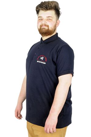 Mode XL Büyük Beden T-Shirt Polo New World 22339 Lacivert