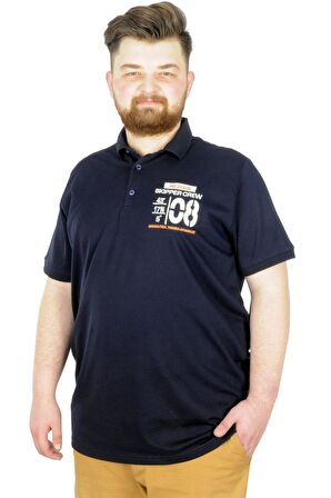 Mode XL Büyük Beden T-Shirt Polo Skipper Crew 22341 Lacivert