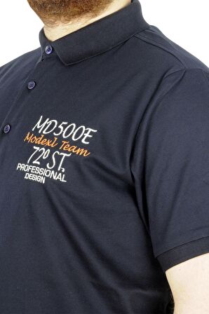 Mode XL Büyük Beden T-Shirt Polo MD500E 22342 Lacivert