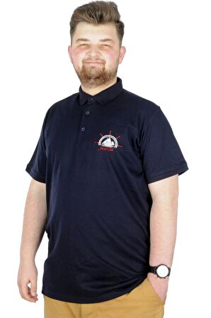 Mode XL Büyük Beden T-Shirt Polo Steamnoat  22345 Lacivert