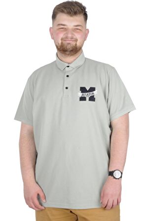 Mode XL Büyük Beden T-Shirt Polo Embiriodery M 22343 Yeşil