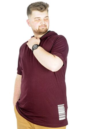 Mode XL Büyük Beden T-Shirt Kapşonlu Barcode 22178 Mürdüm