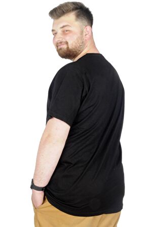 Mode XL Büyük Beden T-Shirt Bis Yaka Prayers 22185 Siyah