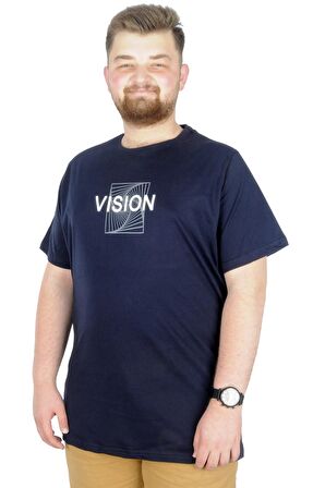 Mode XL Büyük Beden T-Shirt Bis Yaka Vision 22186 Lacivert