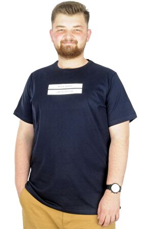 Mode XL Büyük Beden T-Shirt Bis Yaka Black Series 22189 Lacivert