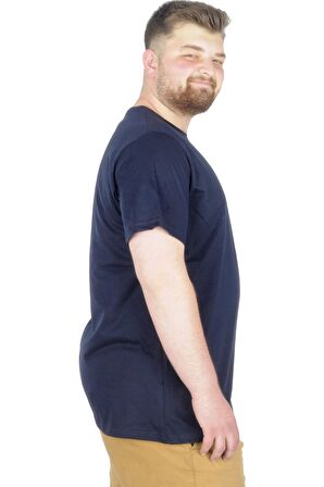 Mode XL Büyük Beden T-Shirt Bis Yaka Black Series 22189 Lacivert