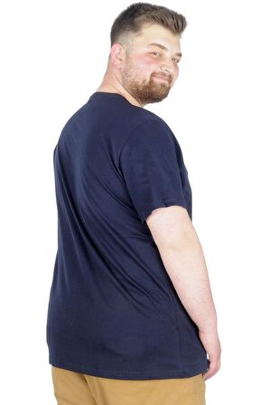 Mode XL Büyük Beden T-Shirt Bis Yaka Black Series 22189 Lacivert