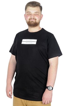 Mode XL Büyük Beden T-Shirt Bis Yaka Black Series 22189 Siyah