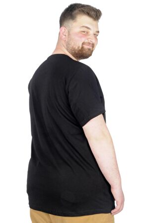 Mode XL Büyük Beden T-Shirt Bis Yaka Black Series 22189 Siyah