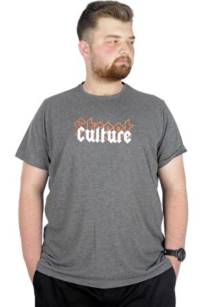 Mode XL Büyük Beden T-Shirt Bis Yaka Culture 22191 Antramelanj