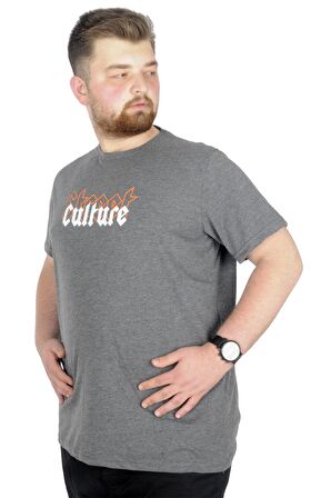 Mode XL Büyük Beden T-Shirt Bis Yaka Culture 22191 Antramelanj