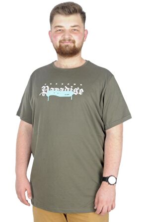 Mode XL Büyük Beden T-Shirt Bis Yaka Paradise 22199 Haki