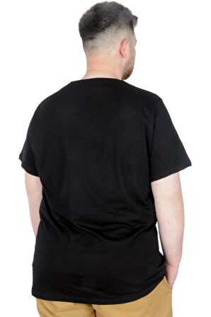 Mode XL Büyük Beden T-Shirt Bis Yaka Paradise 22199 Siyah