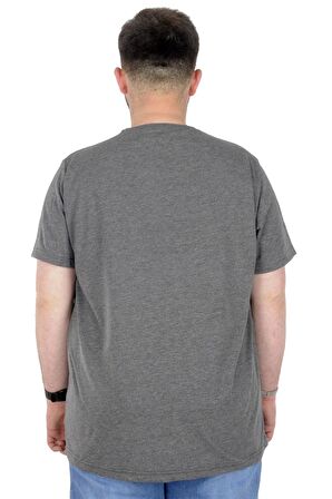Mode XL Büyük Beden T-Shirt Bisiklet Yaka Bridge 22167 Antramelanj