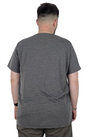 Mode XL Büyük Beden T-Shirt Bisiklet Yaka Human 22168 Antramelanj