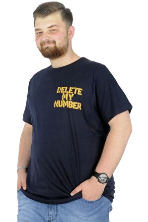 Mode XL Büyük Beden T-Shirt Bisiklet Yaka Delete 22169 Lacivert