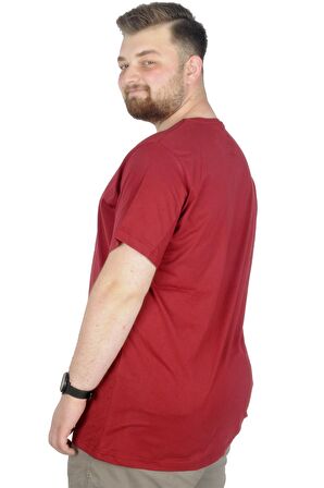 Mode XL Büyük Beden T-Shirt Bisiklet Yaka Birds 22172 Bordo