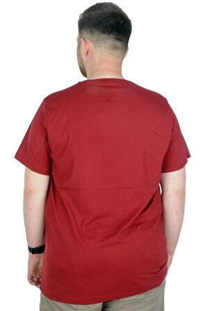 Mode XL Büyük Beden T-Shirt Bisiklet Yaka Birds 22172 Bordo