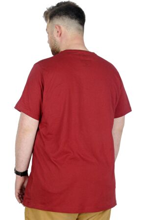 Mode XL Büyük Beden T-Shirt Bis Yaka Chase 22193 Bordo