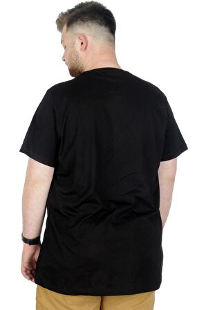 Mode XL Büyük Beden T-Shirt Bis Yaka Chase 22193 Siyah