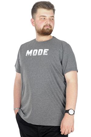 Mode XL Büyük Beden T-Shirt Bis Yaka Mode 22196 Antramelanj