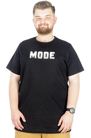 Mode XL Büyük Beden T-Shirt Bis Yaka Mode 22196 Siyah