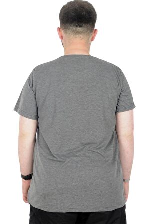 Mode XL Erkek T-Shirt Bis Yaka Baskılı Feed And The Graund 22142 Antramelanj