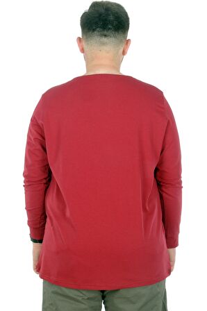 Mode XL Büyük Beden T-Shirt Bisiklet Yaka Godfather 22200 Bordo