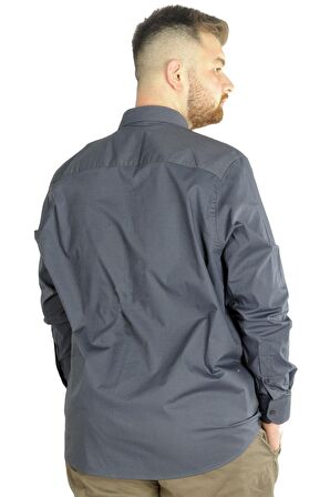 Mode XL Büyük Beden Erkek Klasik Cepli Gömlek Likralı 20350 Antrasit