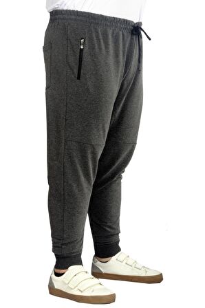 Mode XL Büyük Beden Eşofman Altı DarPaça  Zippered 22501 Antramelanj