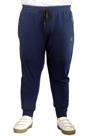Mode XL Büyük Beden Eşofman Altı DarPaça  Zippered 22501 İndigo