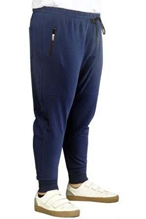 Mode XL Büyük Beden Eşofman Altı DarPaça  Zippered 22501 İndigo