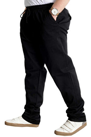 Mode XL Büyük Beden Pantolon Gabardin Kargo Düz Paça Jogger Doğa 21928 Siyah