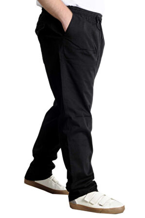 Mode XL Büyük Beden Pantolon Gabardin Kargo Düz Paça Jogger Doğa 21928 Siyah