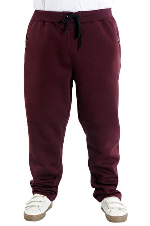 Mode XL Büyük Beden Eşofman Altı Fermuarlı Düz Paça 22507 Mürdüm