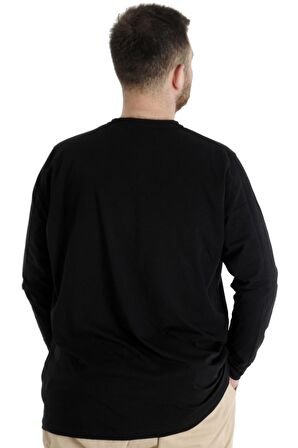 Mode XL Büyük Beden Erkek Tshirt Uzun Kol Chngyrmd 22100 Siyah