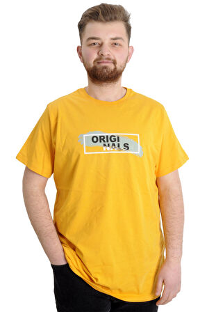 Mode XL Büyük Beden Erkek T-shirt ORIGINALS 23102 Hardal