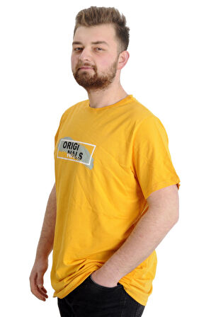 Mode XL Büyük Beden Erkek T-shirt ORIGINALS 23102 Hardal