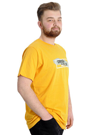 Mode XL Büyük Beden Erkek T-shirt ORIGINALS 23102 Hardal